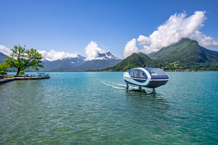 SeaBubbles flying boat floating on lake